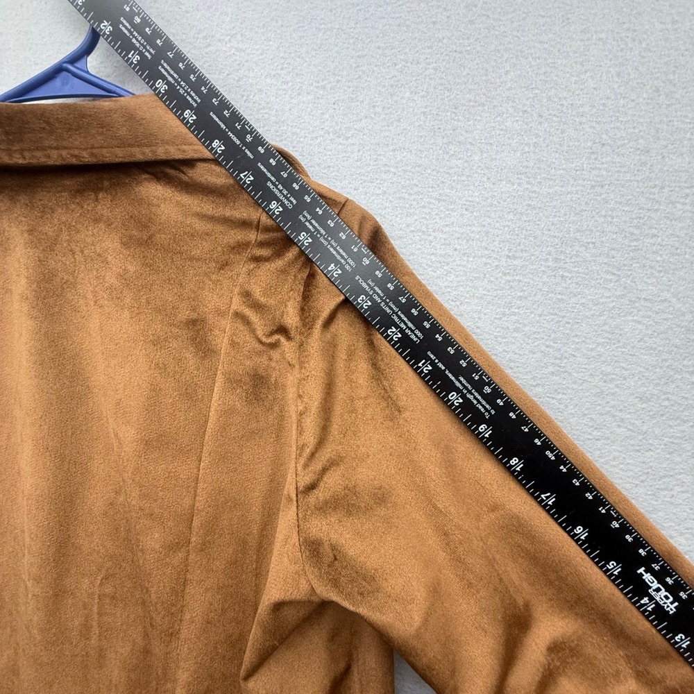 Listicle Faux Suede Long Trench Coat Camel Tan Boho Western Duster Jacket Small - Picture 10 of 14